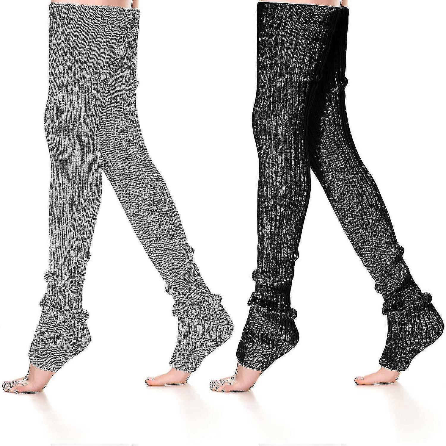 2 זוגות נשים חורף חם מעל גרבי הברך מחממי רגליים
