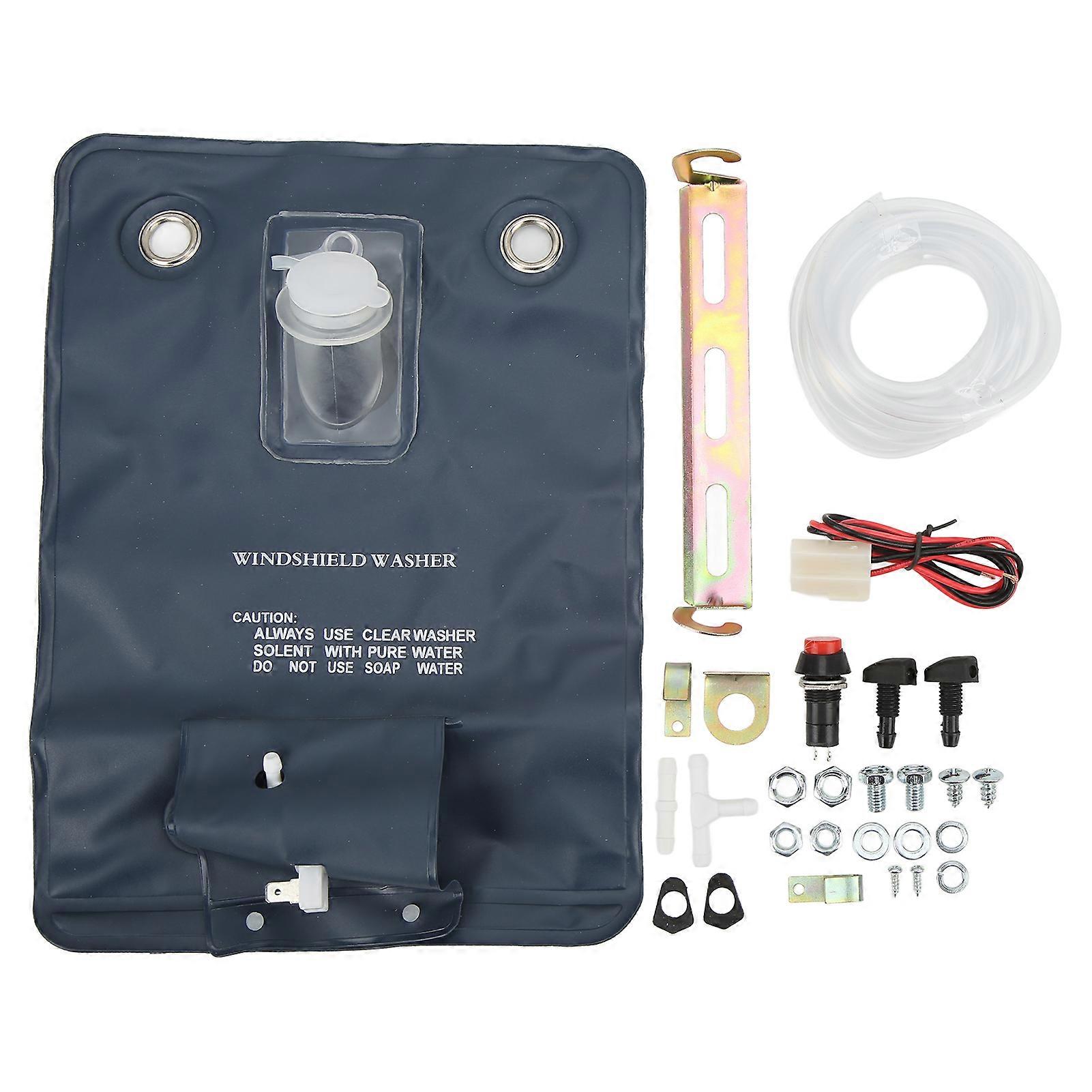 Windshield Washer Kit Easy Replaceable Convenient Practical Washer Bag Kit Cleaning Tools With Pump For 12v Car