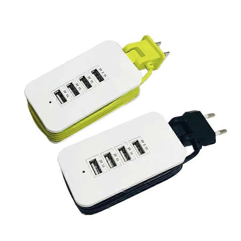 EU Travel Power Strip, AC Outlets, 4 USB with 1.5m Extension Cord, Multiple Wall Outlet, Portable Overload Protection