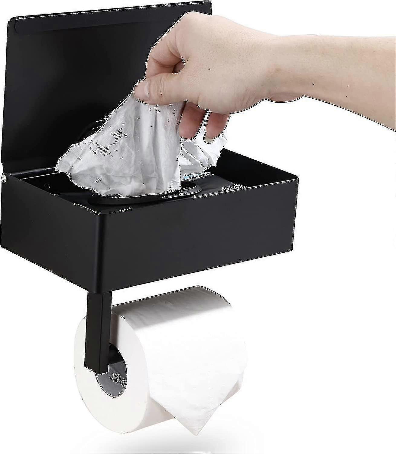 Designs Matte Black Toilet Paper Holder With Shelf