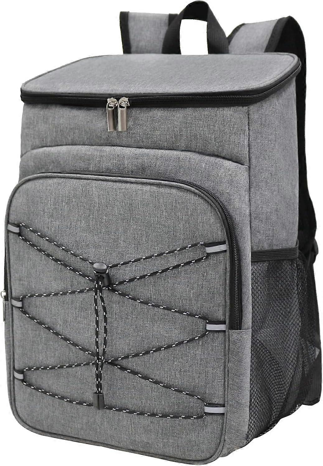 轻质绝缘背包冷却器，适合午餐野餐钓鱼远足露营公园海滩灰色