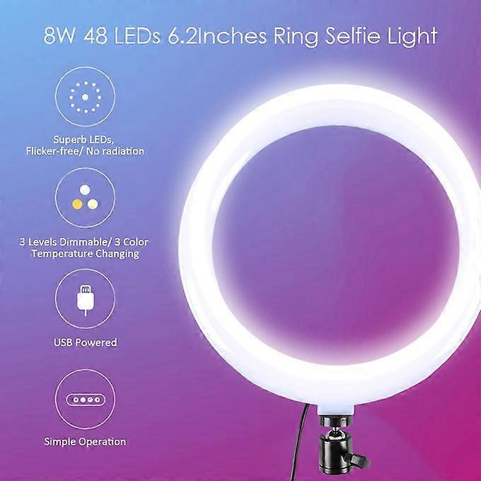 DC5V 8W 48 LEDs 6.2Inches R-ing Selfie Light Round Camera