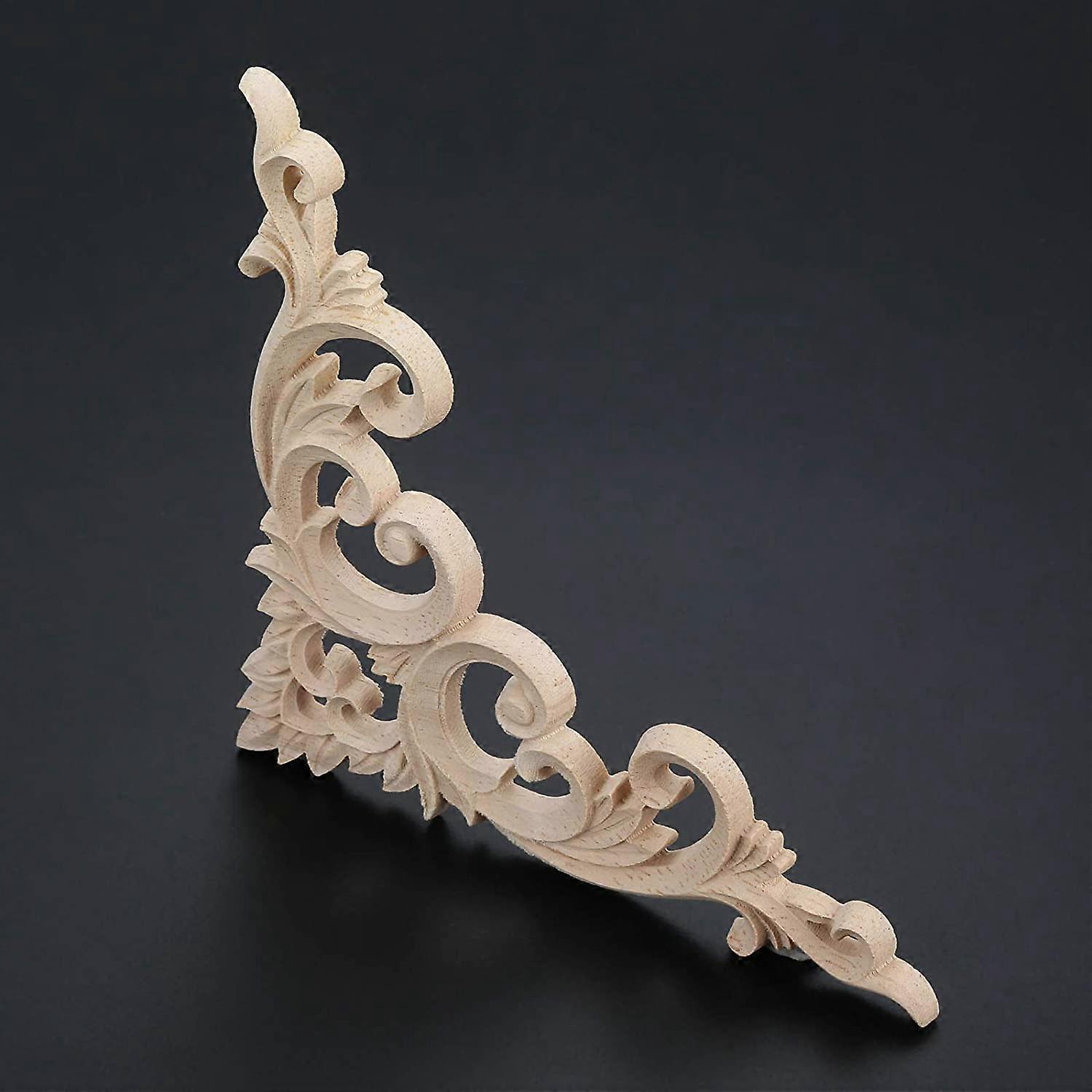 Lot De 4 Appliques Décoratives En Bois Sculpté - Motif Fleur, 10x10 Cm - Neuf Pour Meuble, Porte, Mur