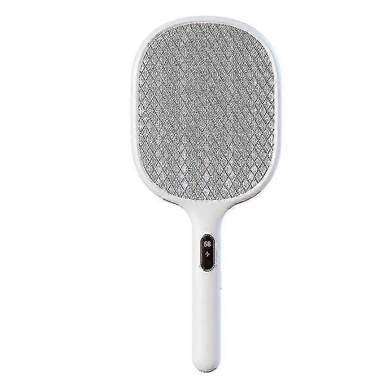 Electric Fly Swatter Racket, 2 In 1 Smart Rechargeable Base, Powerful Mosquitoes Trap Lamp & Fly Kil
