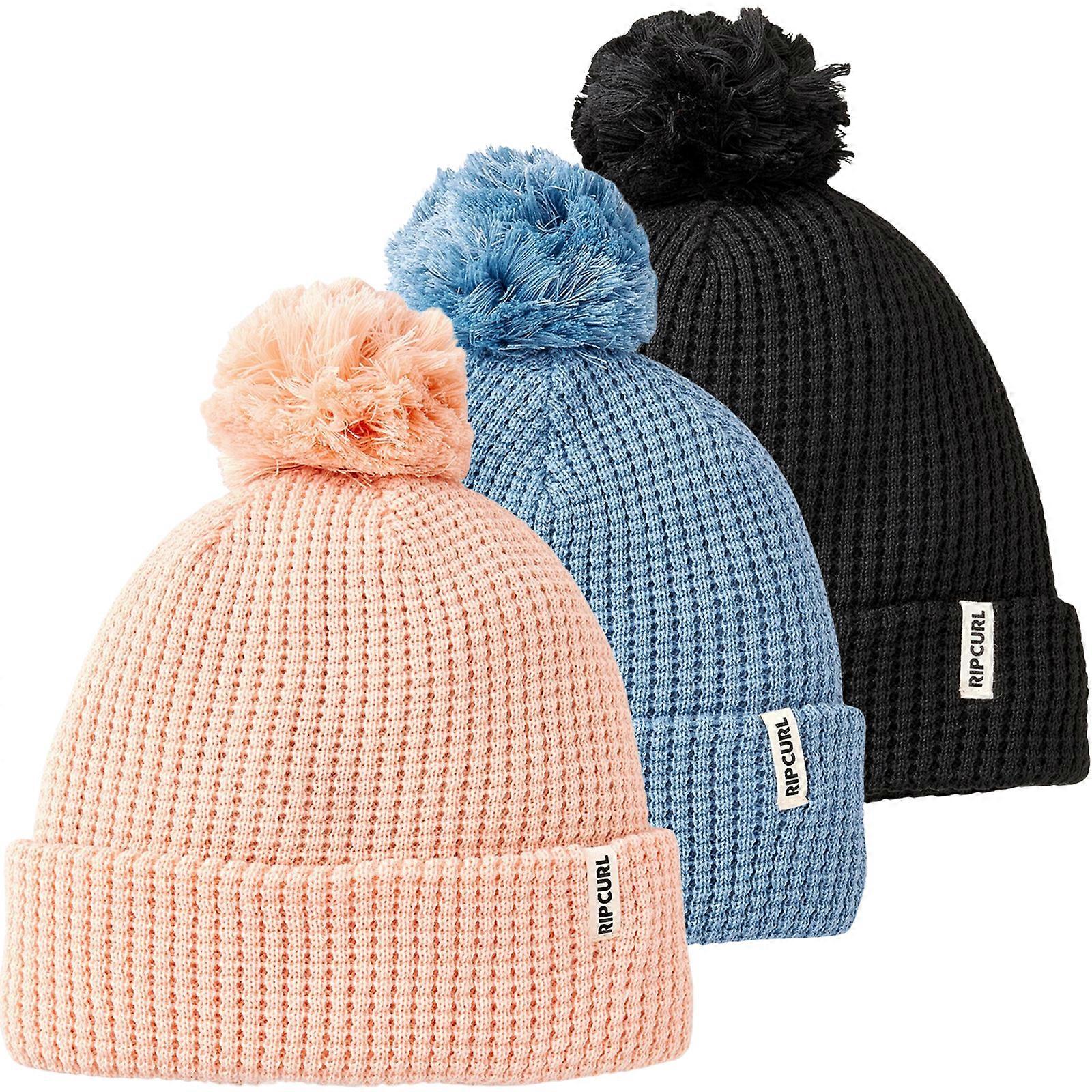 Rip Curl Womens Anoeta Reg Pom Pom Beanie Winter Warm Bobble Hat Turn Up Teddy
