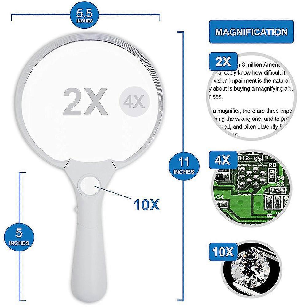 Magnifier 5.5 Inch Extra Large Magnifying Glass With Light | Fruugo UK