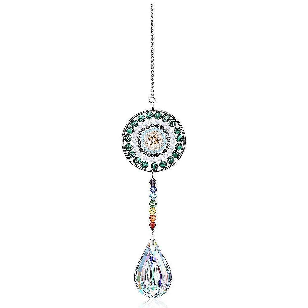 7 Chakra Crystal Suncatcher Round Crystals Bead Pendant Hanging,e