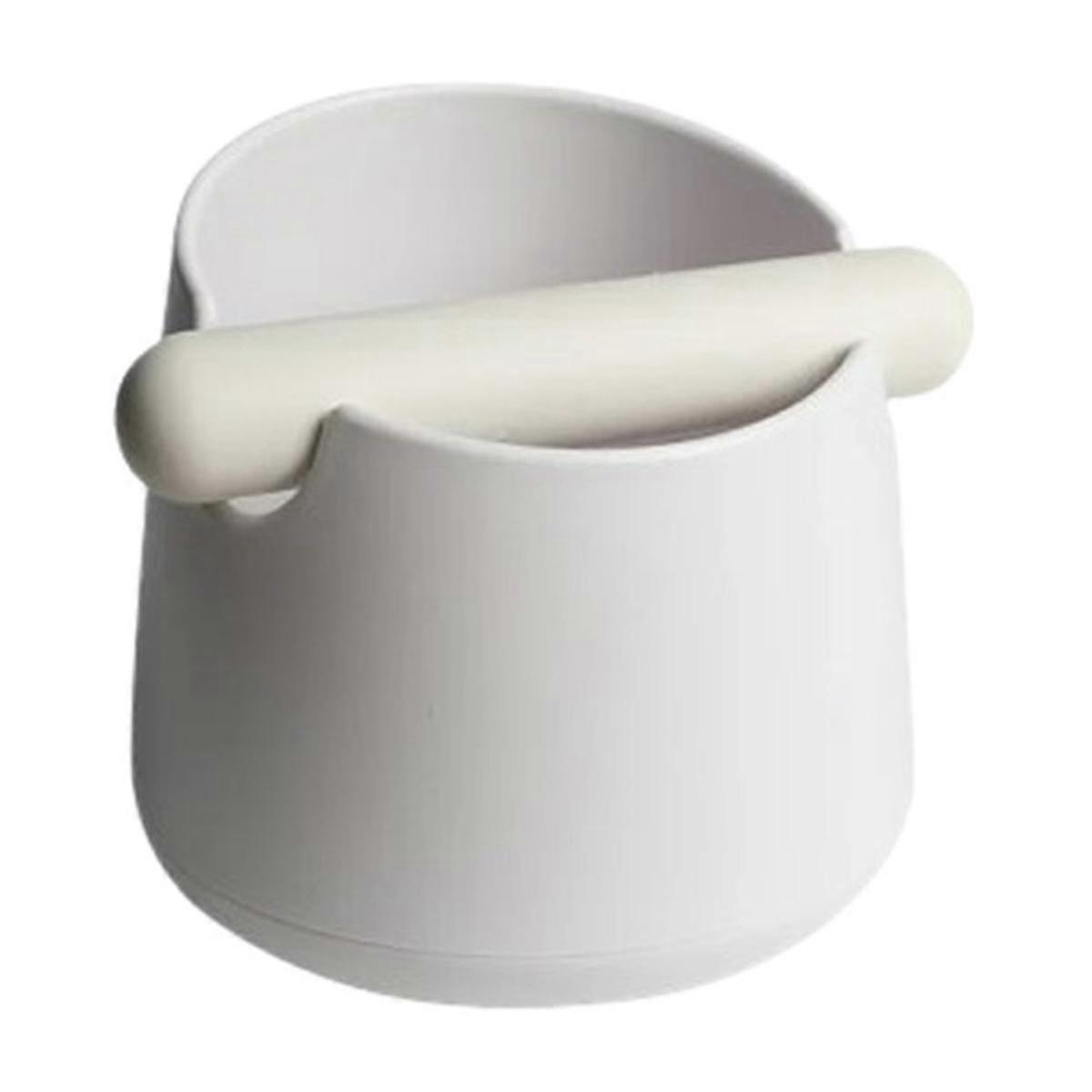 Coffee Knock Box with Rubber Knock Bar Large Espresso Grounds Container Non-Slip Waste Coffee Grounds Dump Bin (White)