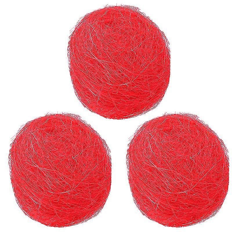 3pcs artificial nest easter mini colored thread bird nests for candies eggs (red)