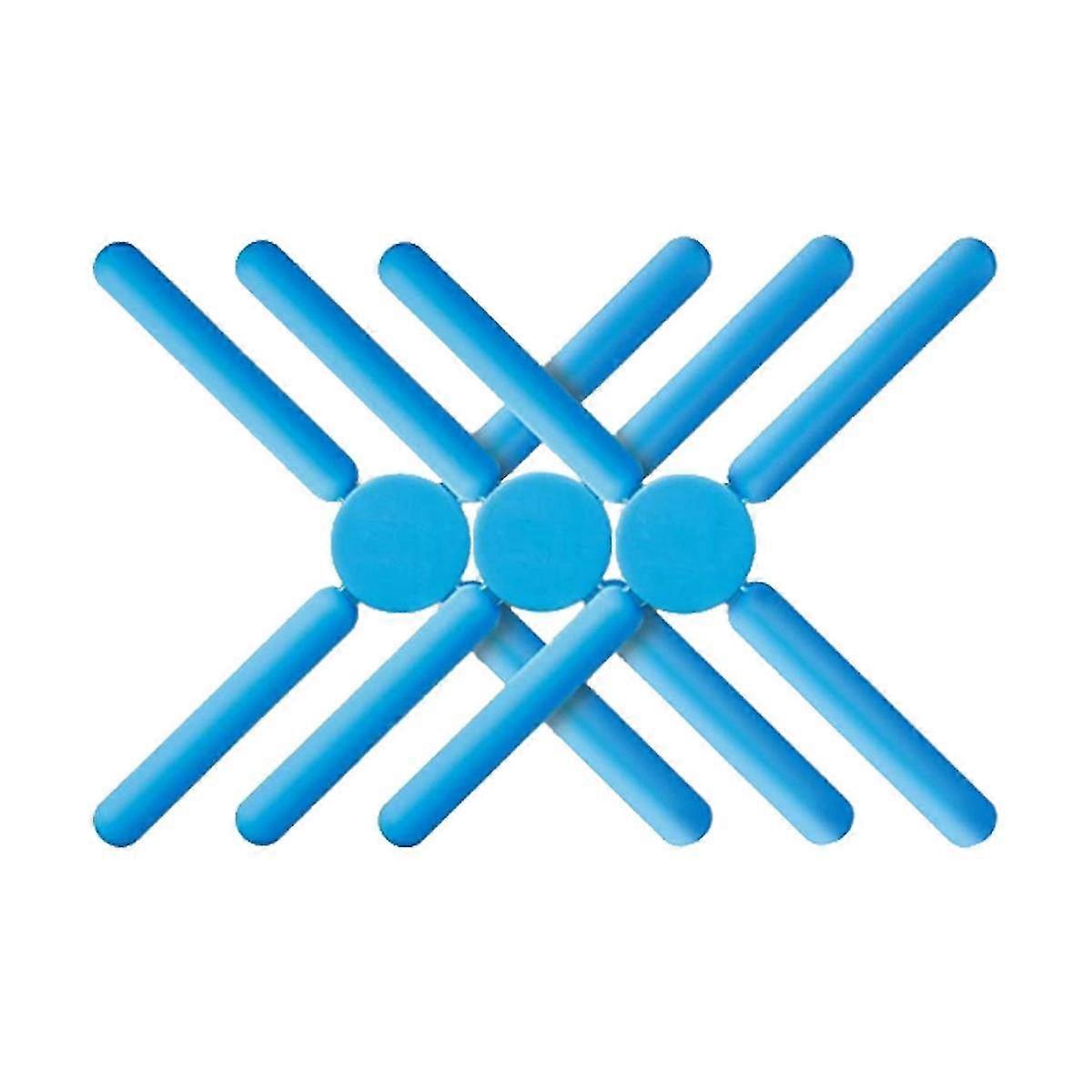 Foldable Silicone Tripod, Non- Foldable Design Expandable Silicone Pot Holder, Blue