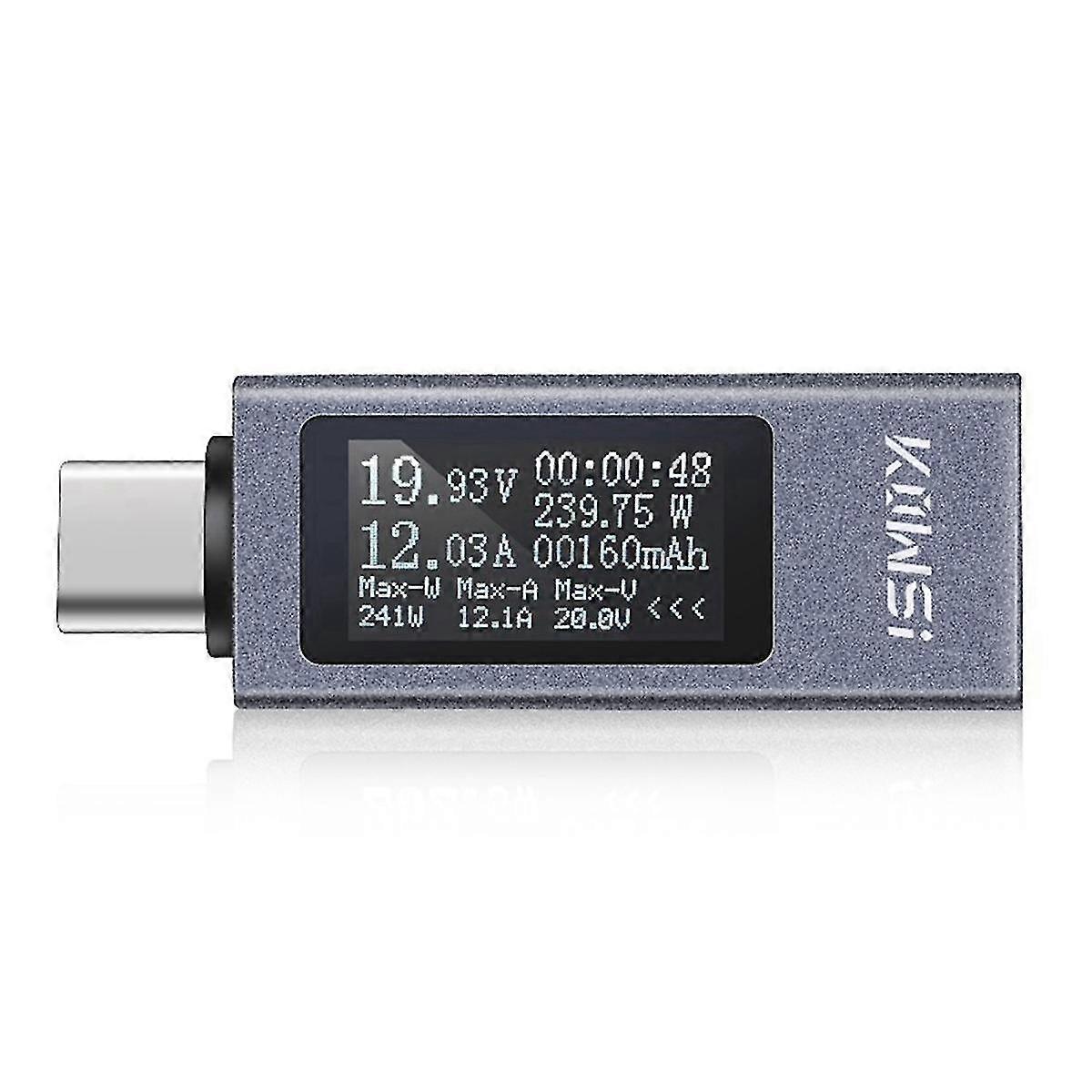 Type-C Multi-Function Digital Display Ammeter Power Meter DC 4-30V 12A Voltmeter Ammeter Capacity Tester KWS-2301C