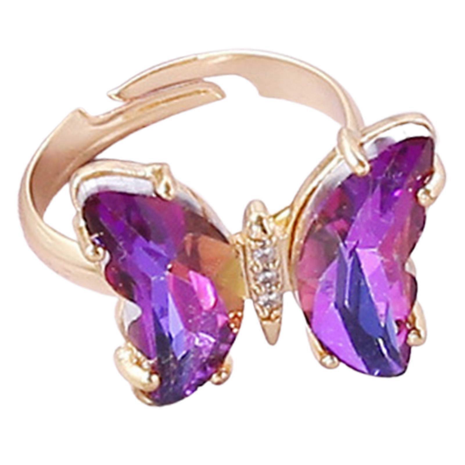 Flying Butterfly Open Ring Adjustable Finger Ring Engagement Wedding Birthday Romantic