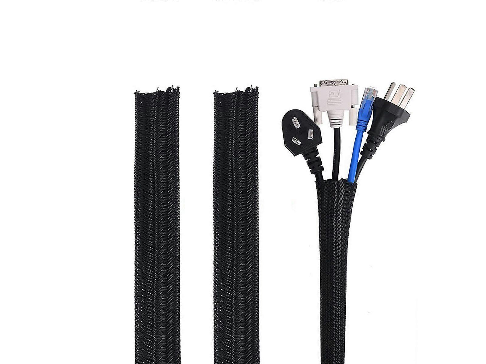 2PCS Braided Cable Sleeve Cord Wire Protector
