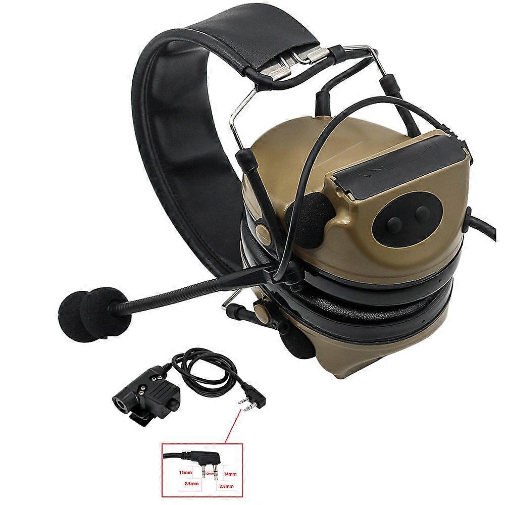 COMTAC II Pickup and Noise Reduction Tactical Headset Electronic Shooting Airsoft Headset Anti-noise Earmuffs + Tactical U94 PTT