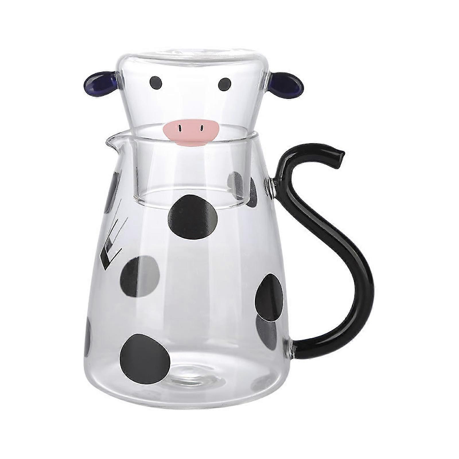Cold Water Jug Cartoon Glass Jugs Creative Design Transparent Sturdy And Durable 550ml/1800ml Lovely Cow Shape Kettle