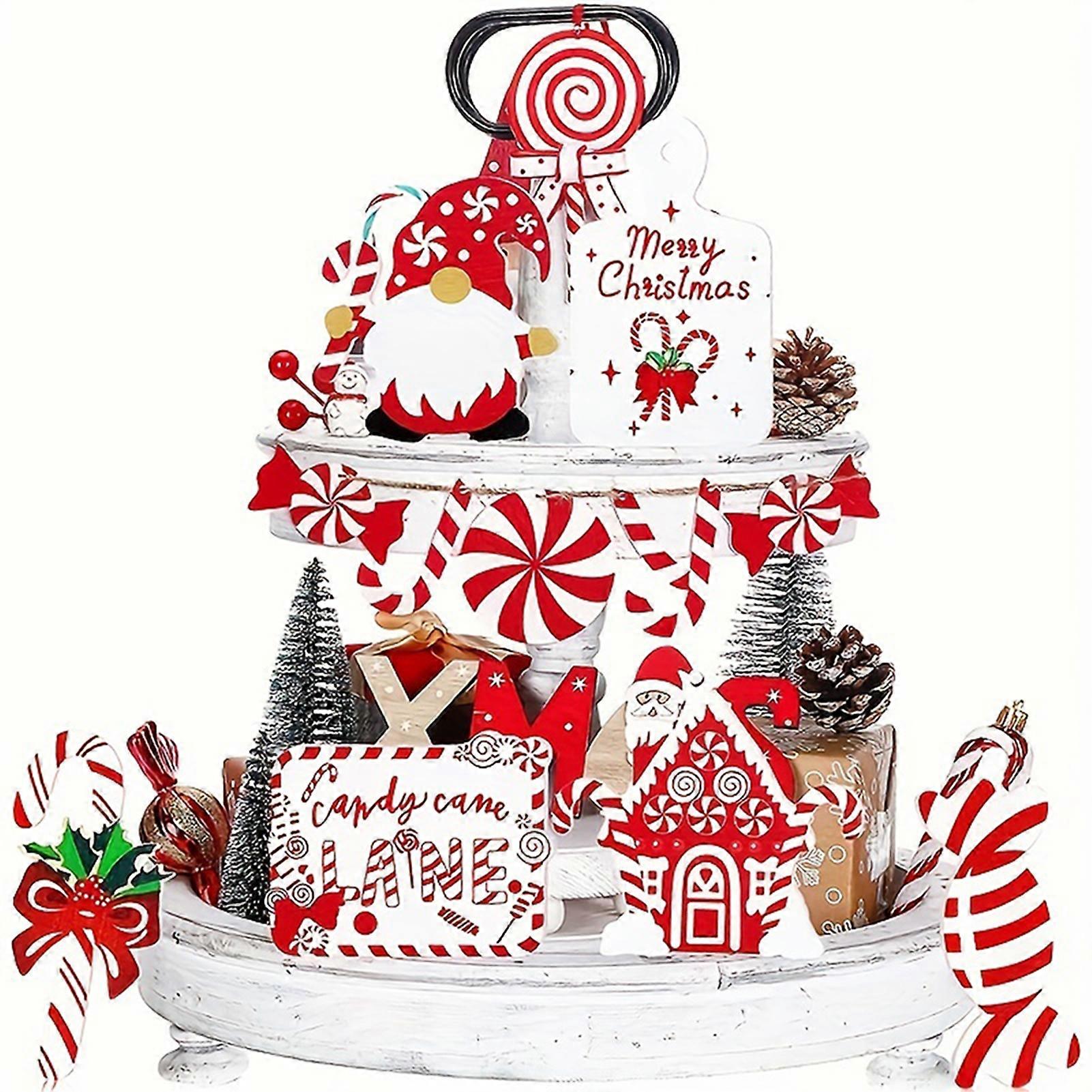 11pcs Tiered Tray Candies Cane Decor Romantic Dinning Table Ornaments Home Decoration