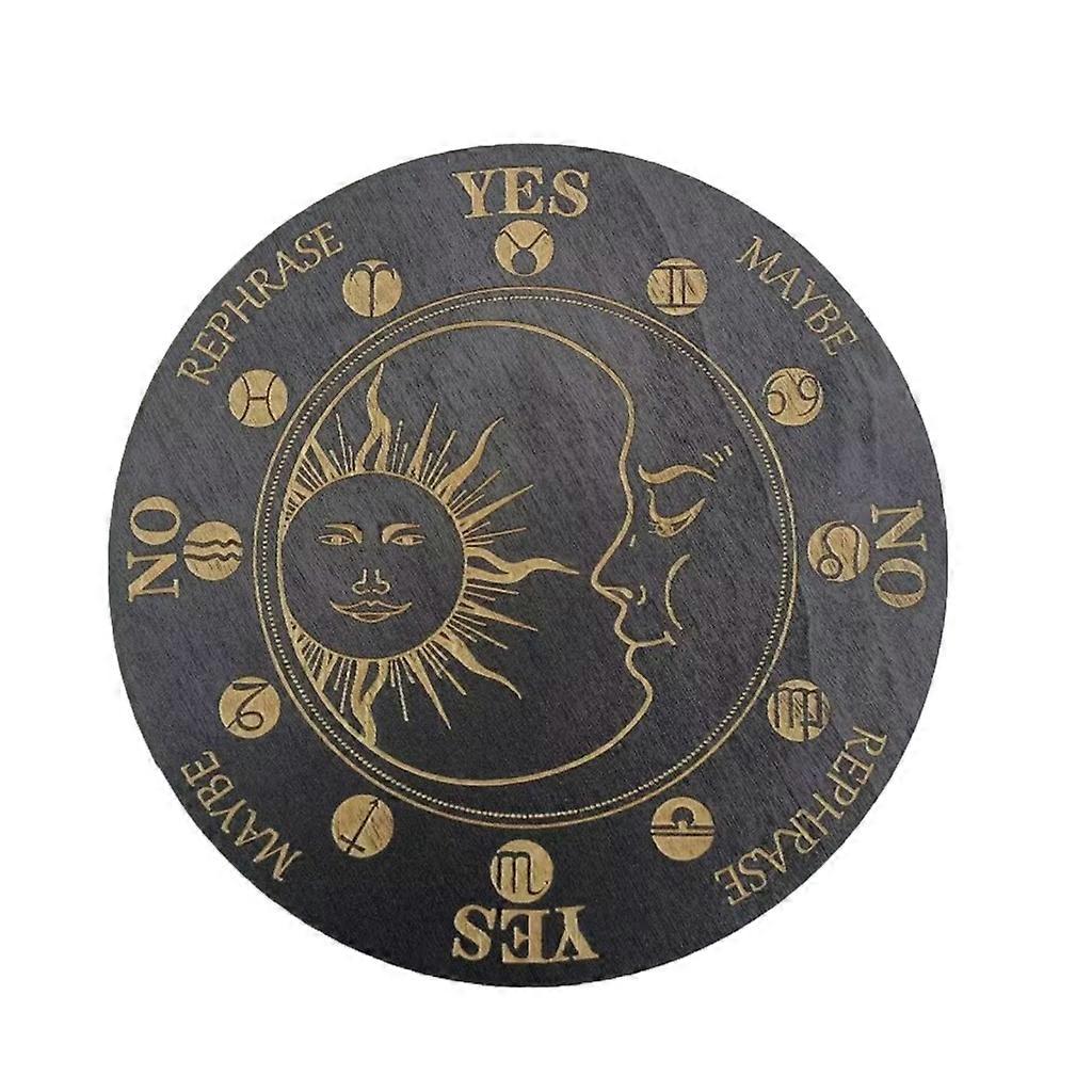 Round Divination Metaphysical Message Board Wooden Carven-Board Pendulum Board