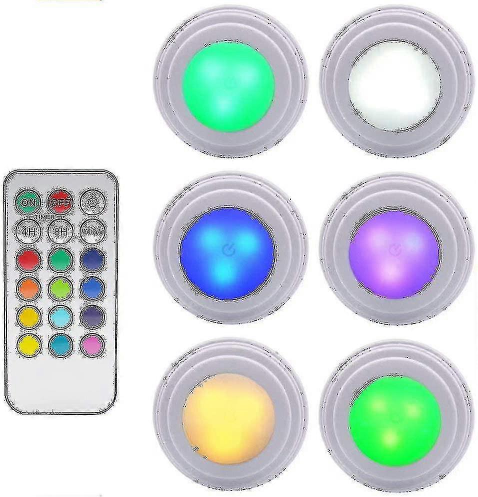 6 Pieces Cabinet Lights Led Light Wireless Remote Control Adjustable Brightness Led Cabinet Lights