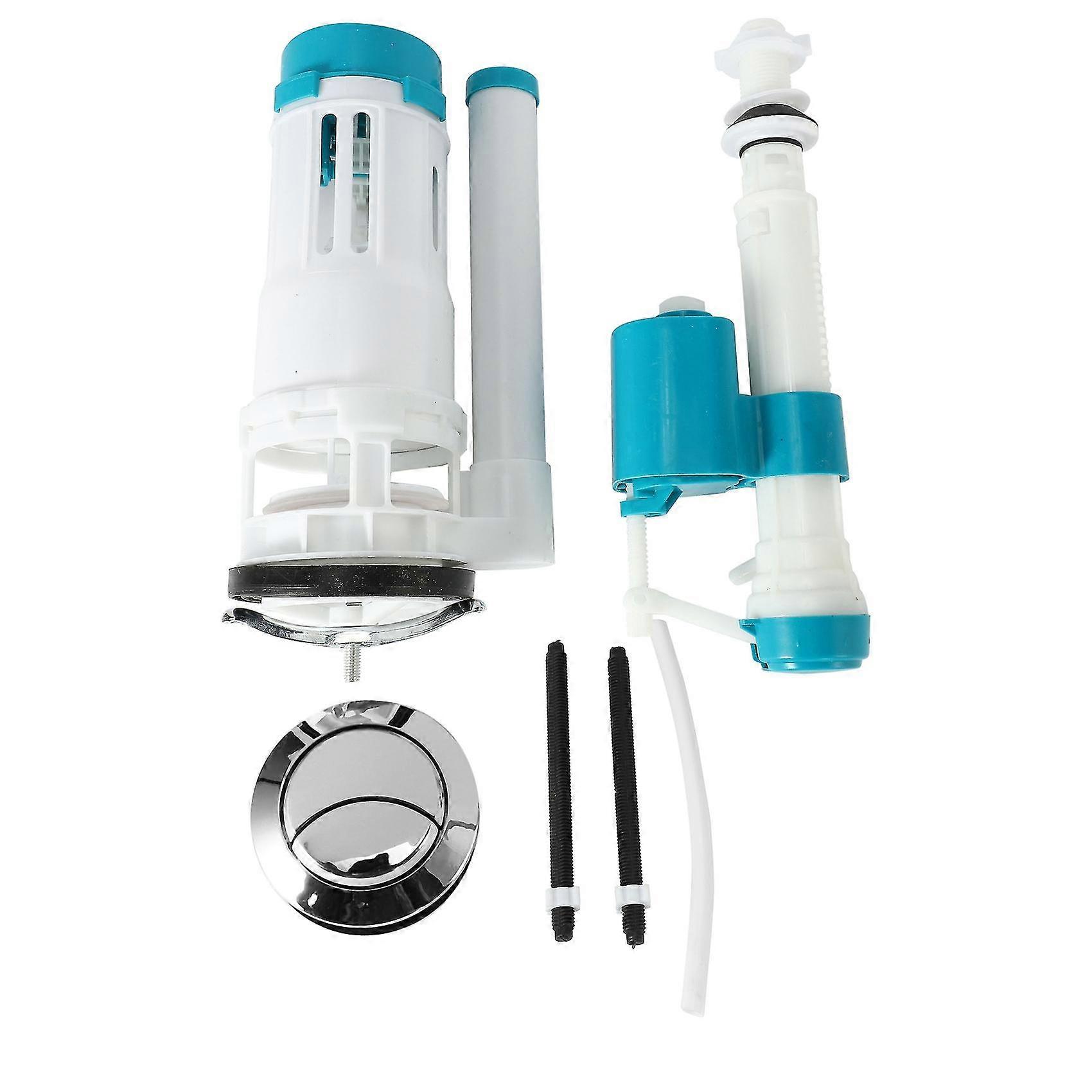 Marine-Doppel-WC-Zubehör-Set Auslassventil Altmodisches Einzelablassventil Wassertank-Armaturen-L weiß blau