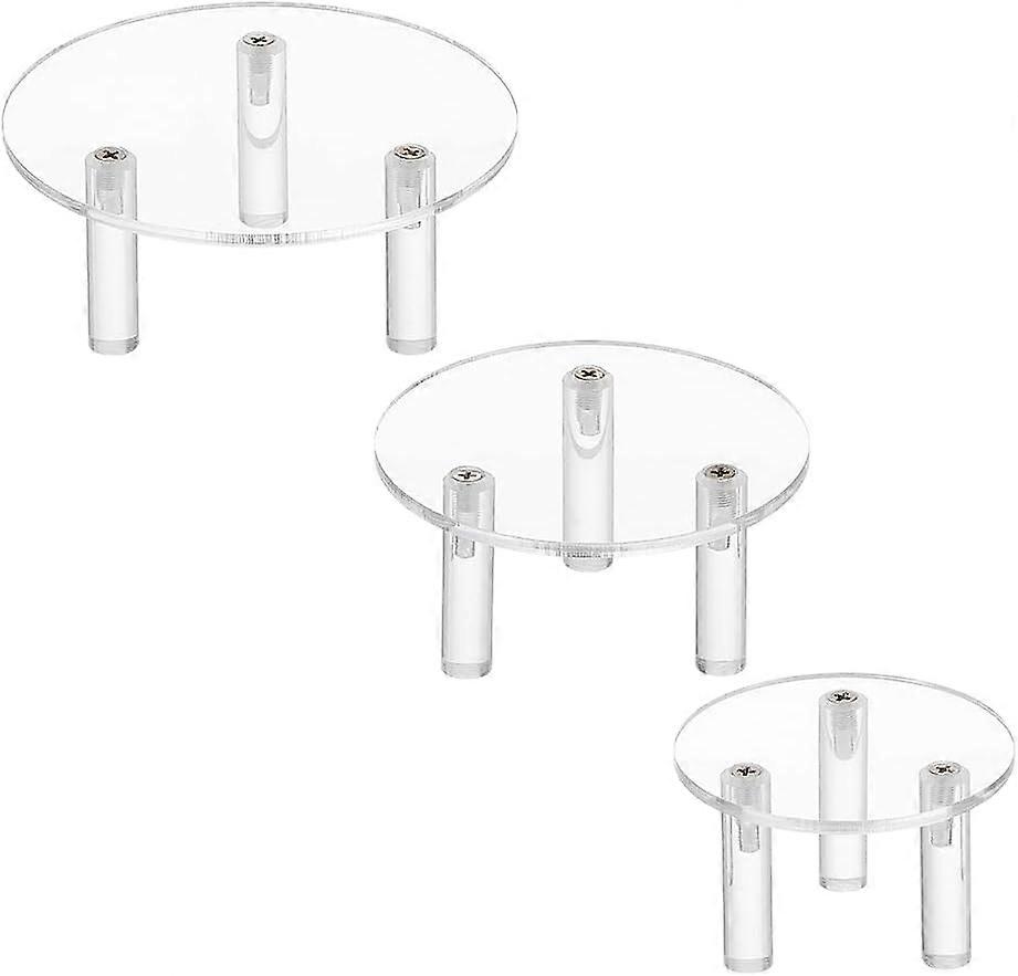 3 Set Acrylic Round Display Riser 4.7/3.9/3.1inch 3-Legs Clear Minifigure Display Stands Acrylic Display Platform for Jewelry Figure Models Toys Desse