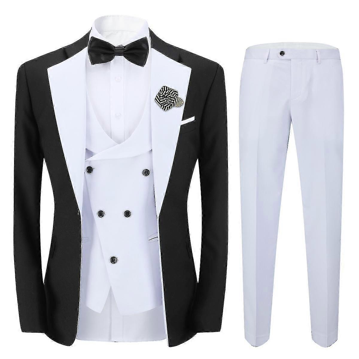Allthemen Men's 3-piece Wedding Notched Lapel Button Graduation Banquet Fit Suit