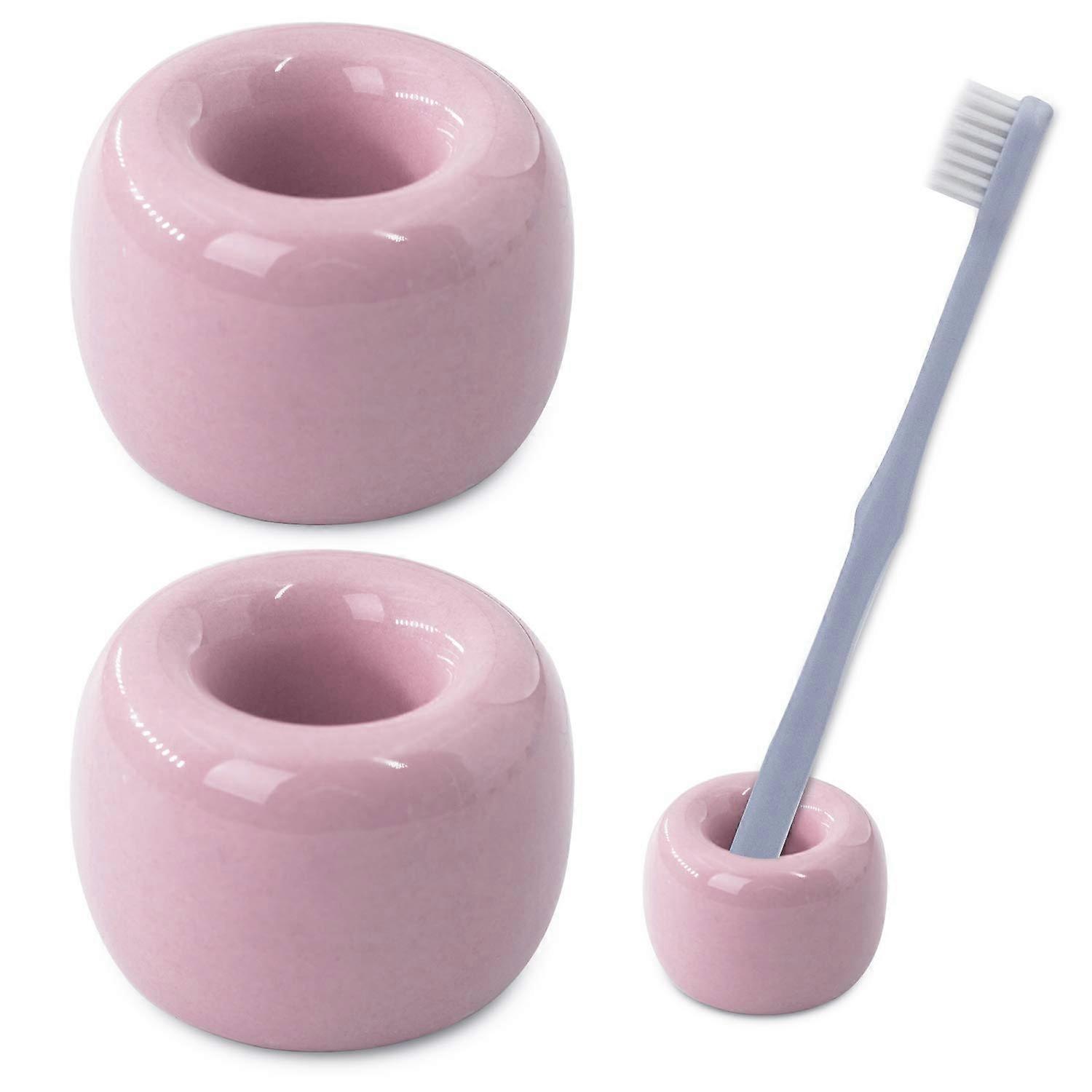 2PCS Ceramic Toothbrush Holder Stand, Mini Handmade Couple Toothbrush Storage for Bathroom Vanity Countertops