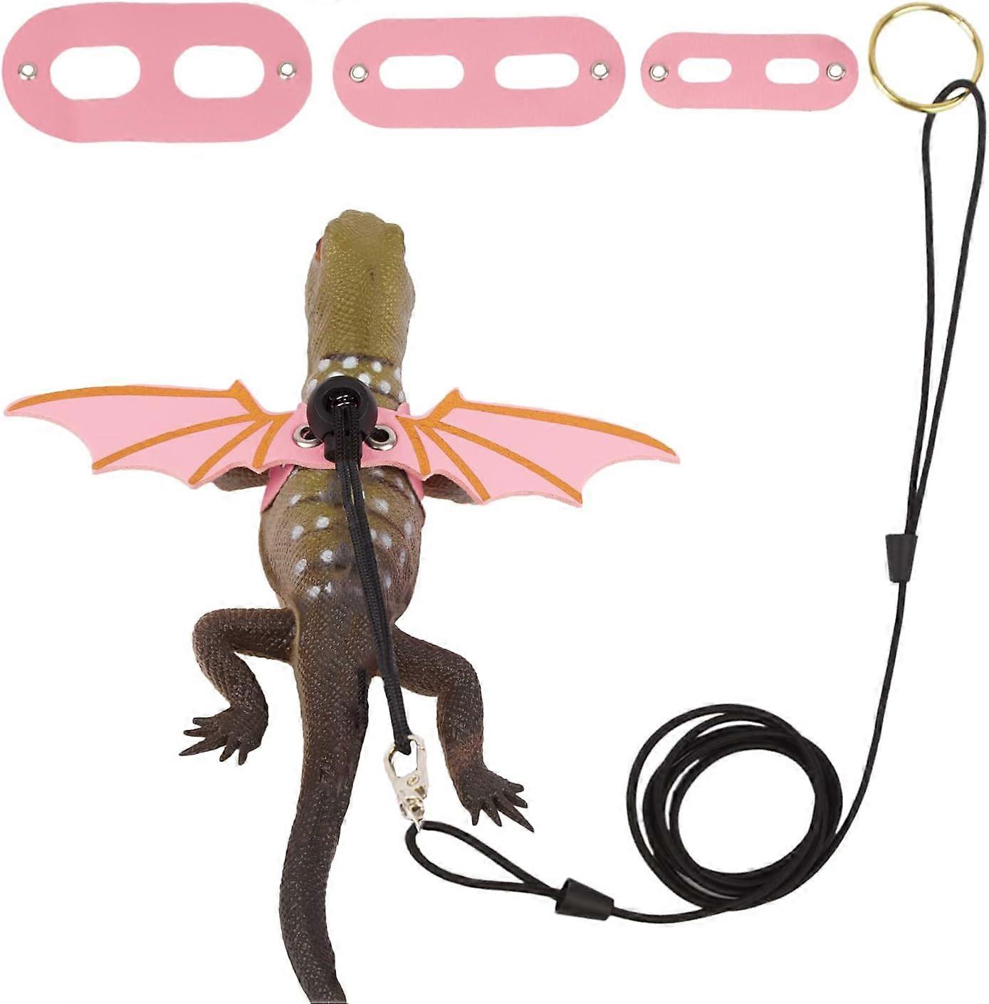Bearded Dragon Leash Harness, 3 Size Pack Leather Wing Lizard Harness with Removable Lizard Leash