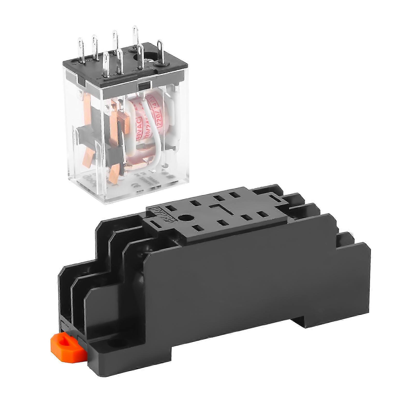220/240V AC Coil DPDT Relay MY2NJ 8 Pin w Socket Base