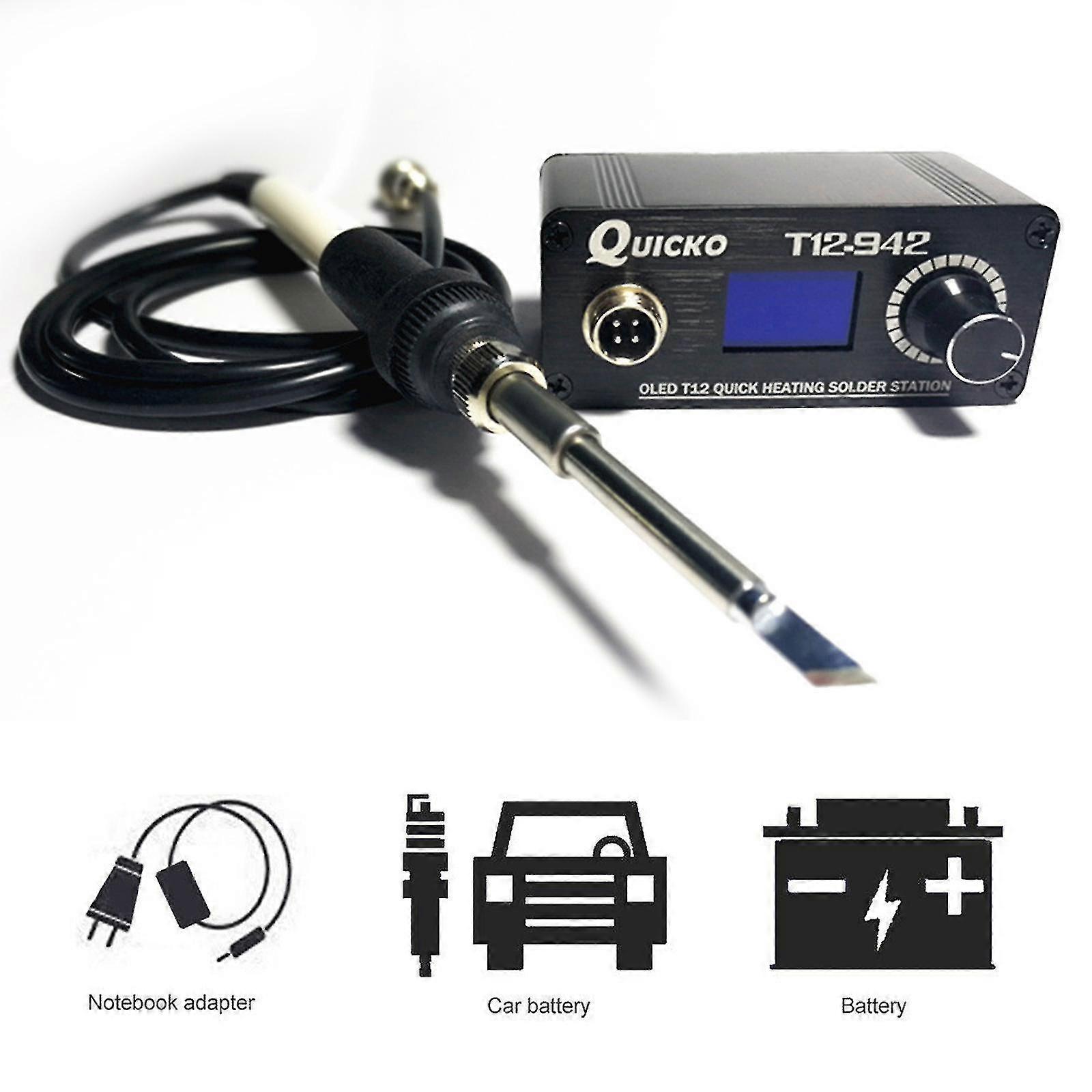 T12-942 Oled Digital Soldering Station With Handle Iron Tips Welding Kit Black