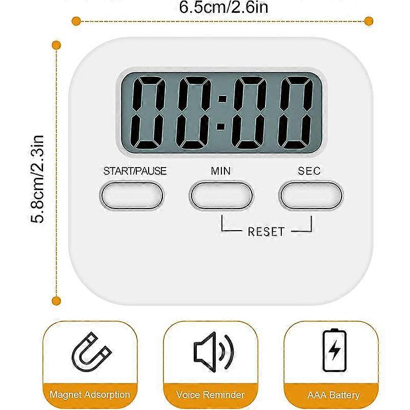 2PCS Magnetic Kitchen Timer with Large LCD Display with Stopwatch