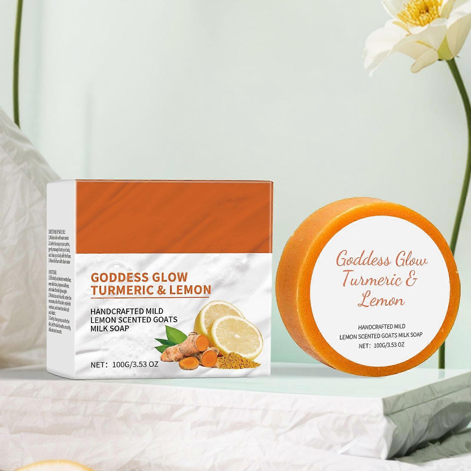 Soap Lemon Turmeric Soap Tablets Cleansing Turmeric Soap Facial And Body Shower Soap Firming Pores And Removing Pigments 100g Flye3761