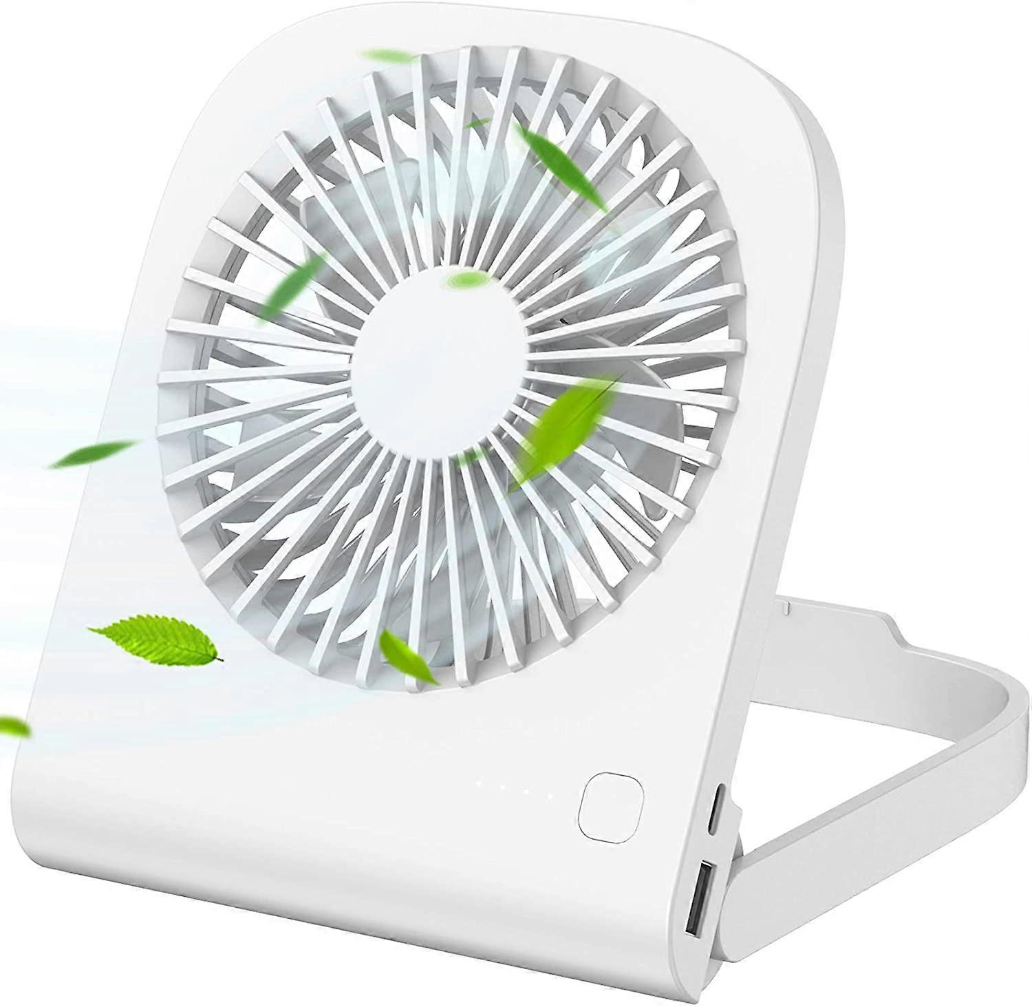 Personal USB Desk Fan,  Mini Portable 14h Cooling Office Rechargeable Small Table Fan, 4800mah Quiet Battery Operated Desktop Fan Adjustable for Home 