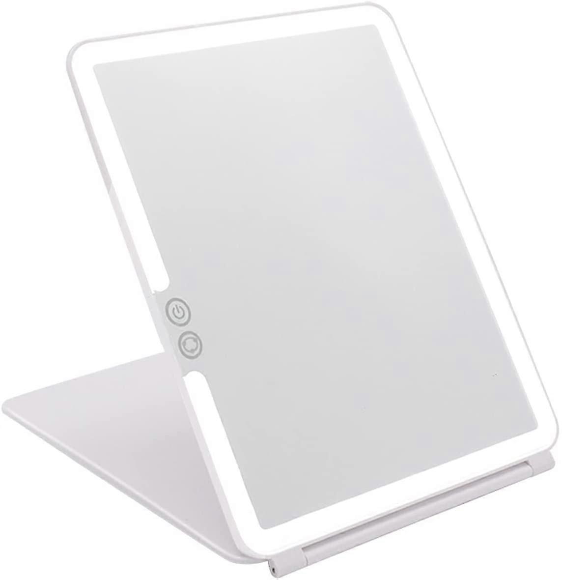 Folding Travel Mirror Lighted Makeup Mirror with 72 LED 3 Colors Light, USB Rechargeable, Portable
