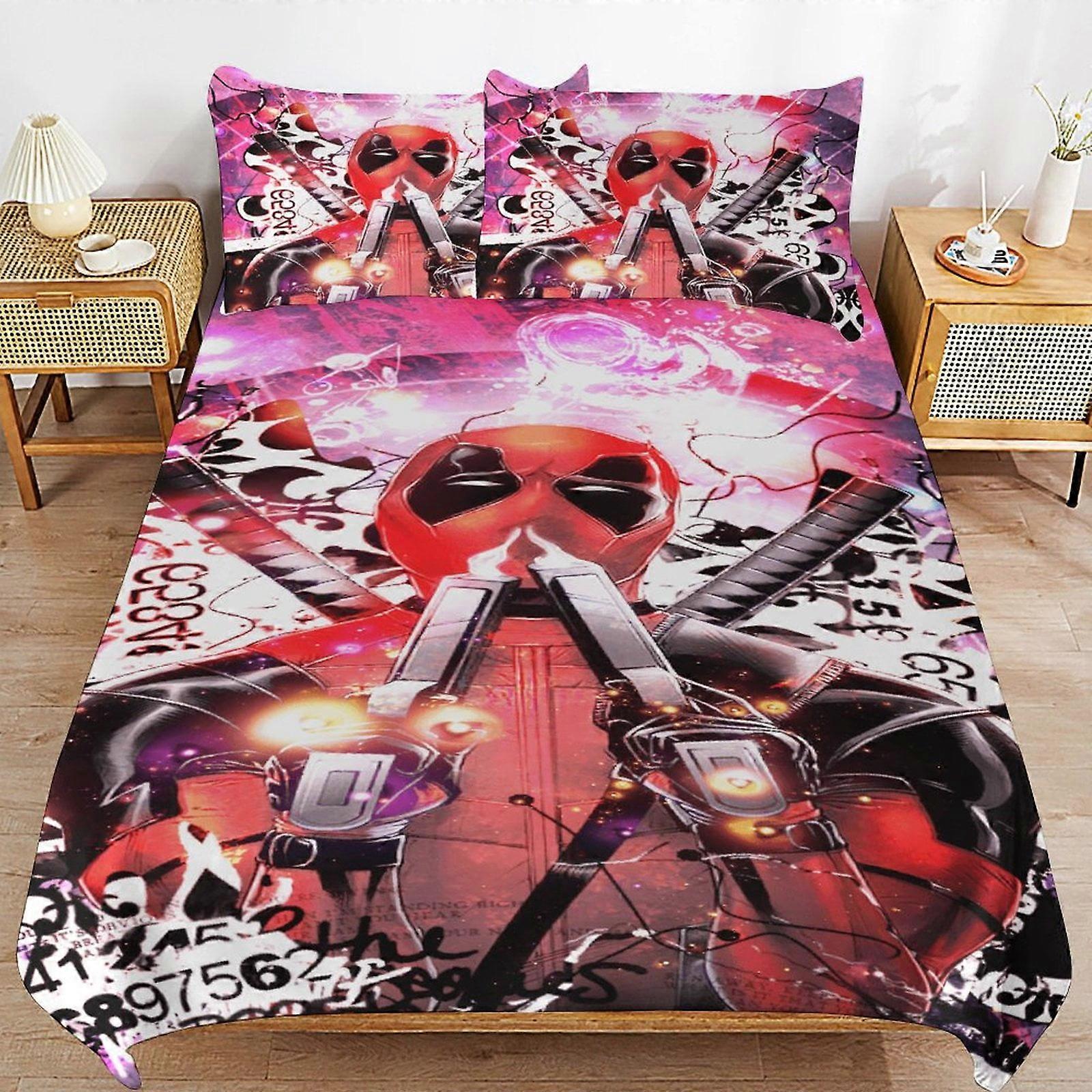 v2598 Lakan Sängkläder Deadpool Sängkläder Ultra mjuk hudvänlig påslakan 3 delar, söt täcke täcke sängset för pojkar flickor barn ( 1 duv