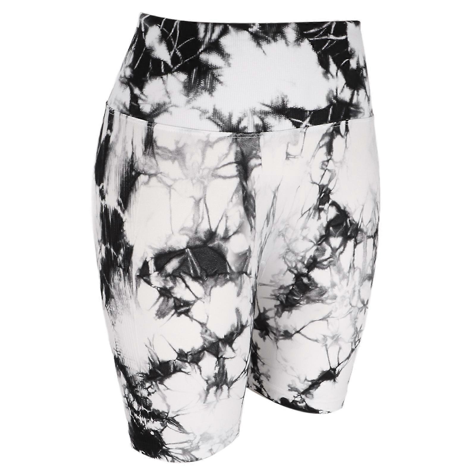 Yoga Shorts Tie Dyeing Comfortable High Waisted Slim Fit Butt Lifting Yoga Shorts for Women M