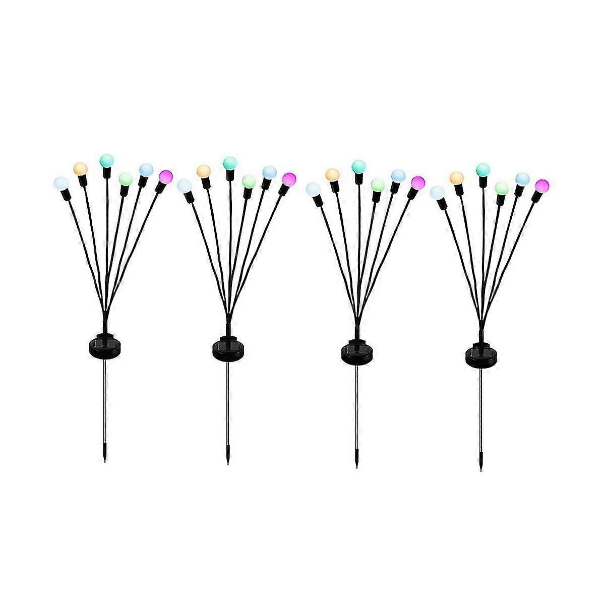 4pcs Solar Garden Lights Solar Swaying Light, Sway By Wind, Solar Outdoor Lights, 6led For Yard Pat