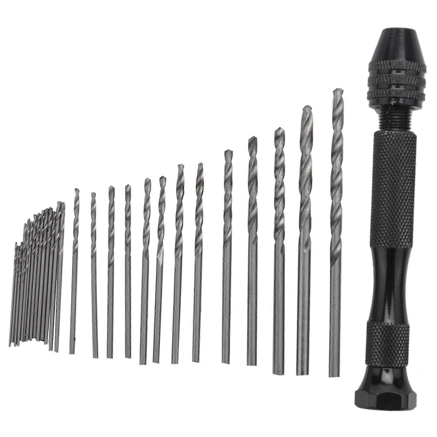 Hand Drill Bits Set 31pcs Hand Drill Set Precision Pin Vise Micro Mini Twist Drill Bits Compatible Metal Wood, Delicate Manual Work, Electronic Assemb