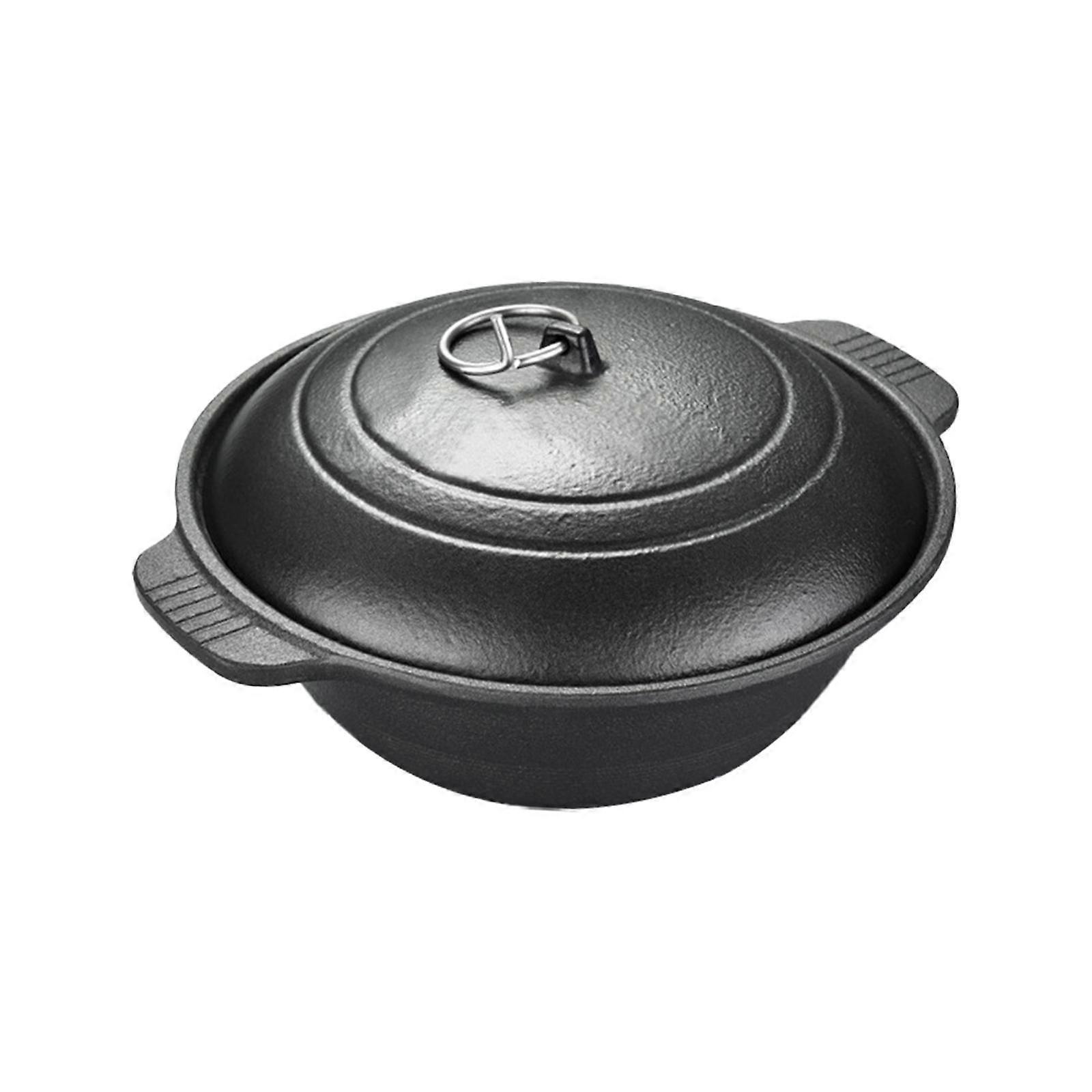 Double Handle Pot with Cover Practical Cast Iron Stew Pot for Dining Kitchen
