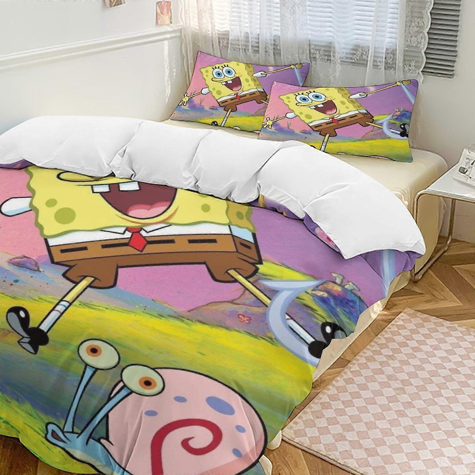 a2841 Lençóis Bob Esponja Calça Quadrada Conjunto de Cama Capa de Edredão Tema Dos Desenhos Animados Quarto Das Crianças Lençóis iip2841