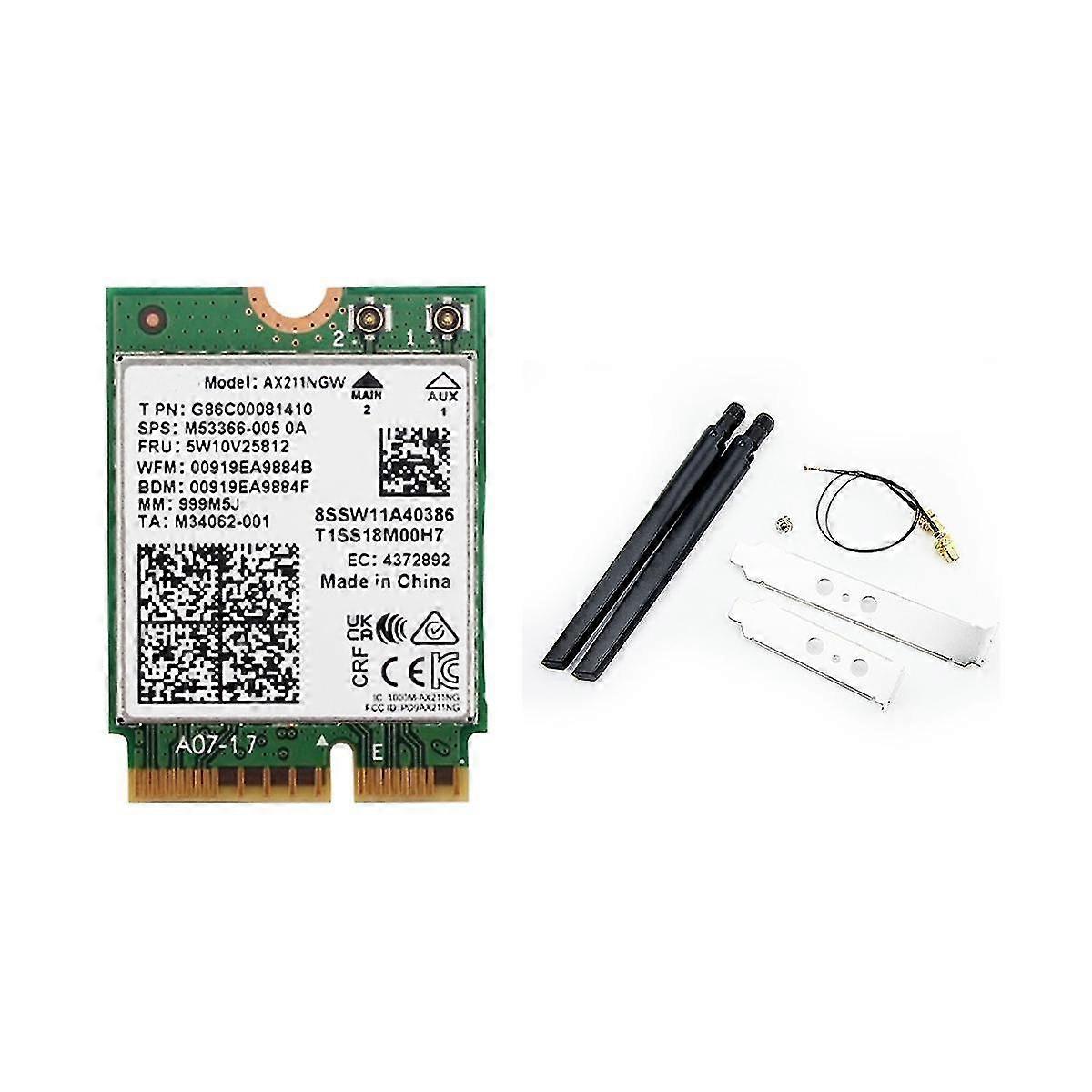 Ax211ngw + Dual-Antenne Wifi 6e M.2 Schlüssel E Cnvio2 2,4 GHz / 5 GHz Drahtlose Netzwerkkarte 802.11ac Bluetooth