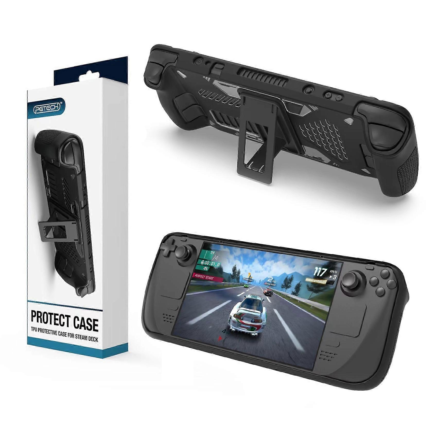 Silicone Console Protector Anti Slip Soft Shell Game Console Case with Foldable Bracket Replacement Accessories for Steam Deck