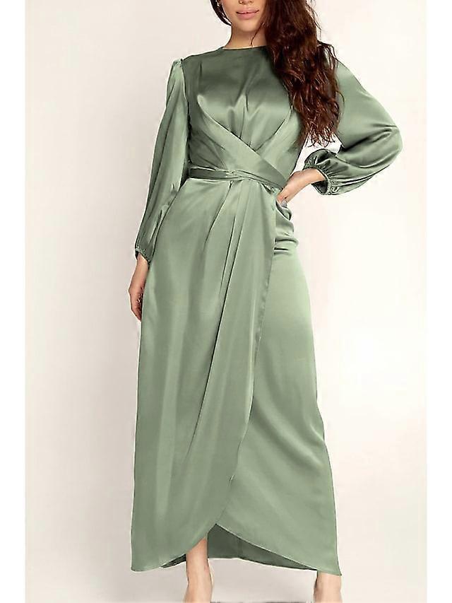 Satijnen Jurk Groene Jurk Lang Lange Satijnen Jurk