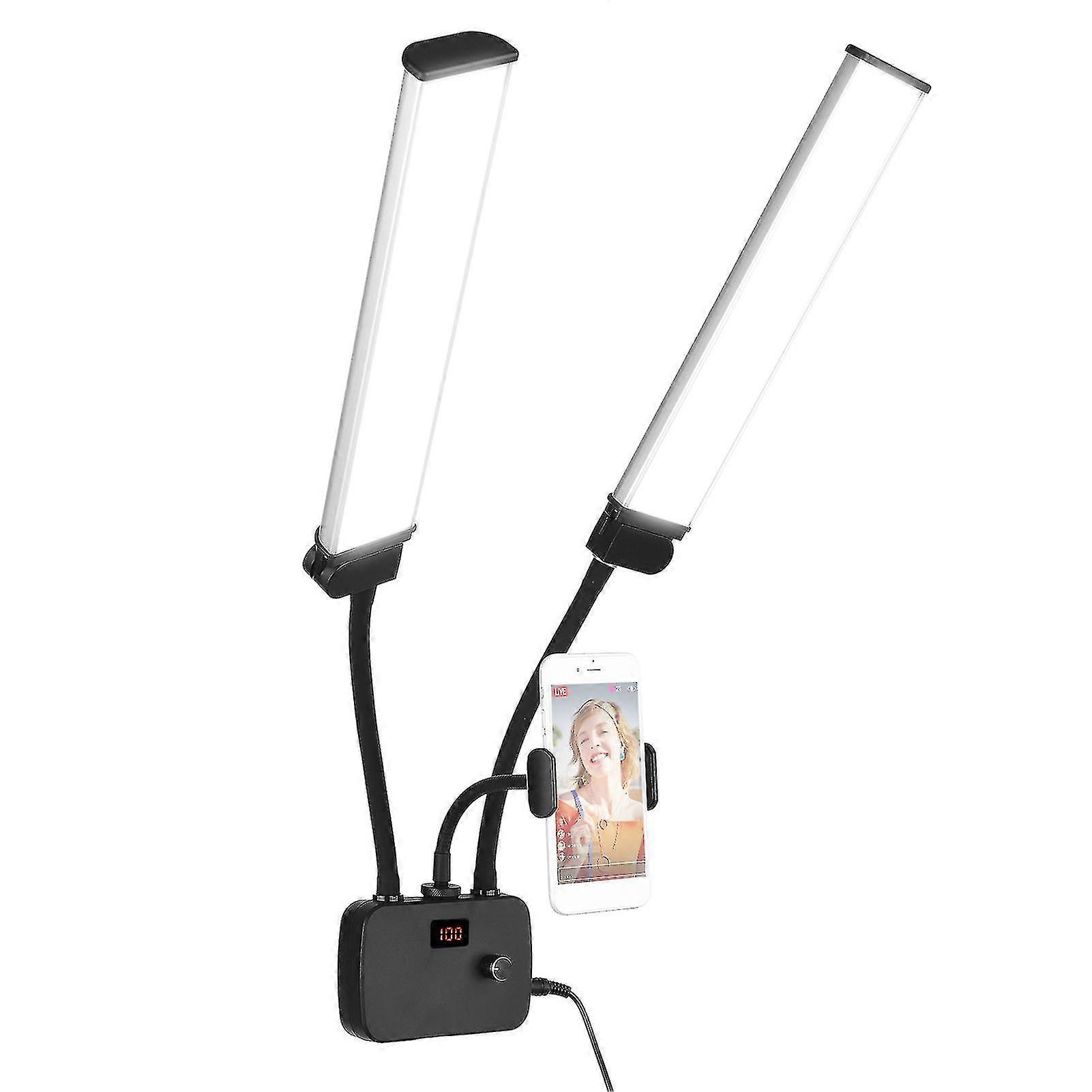 Flexible Double Arms Led Fill Light Bi-color Dimmable Beauty Led Video Lights 3200k-4500k-5600k 3 Lighting Modes 45w With Phone Holder For Portrait Ph