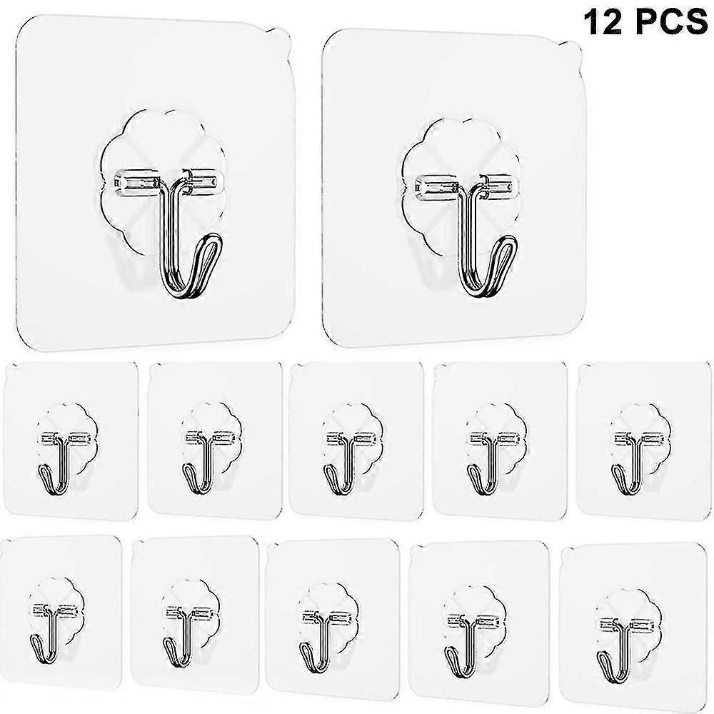 12 Packs Adhesive Seamless Wall Hooks