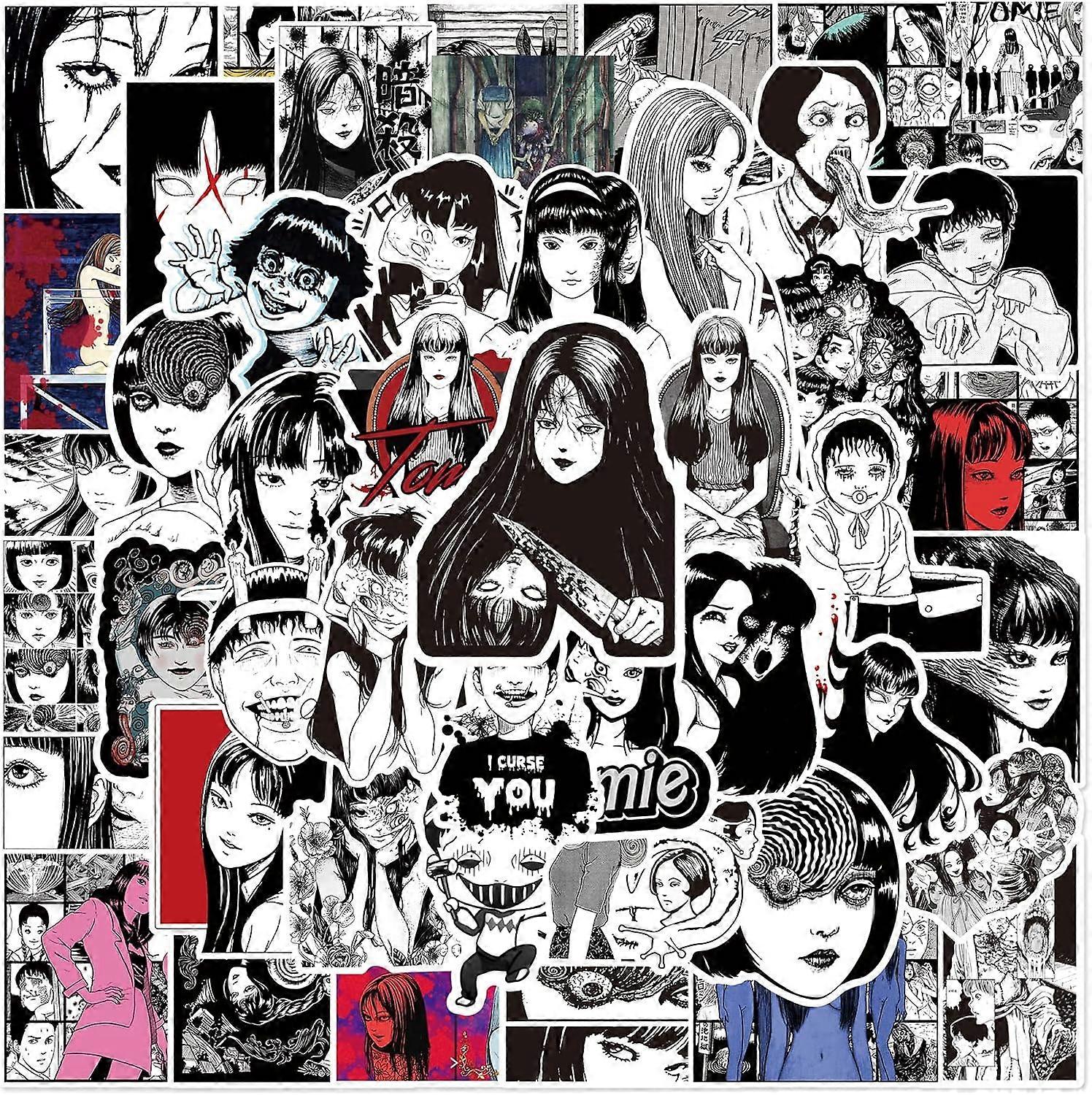 50ピース伊藤純二コレクションステッカー-富江うずまきぎょうとうとうじょうふ淳二漫画映画ステッカーラップトップ、ウォーターボトル、スケートボードホラーアニメ用