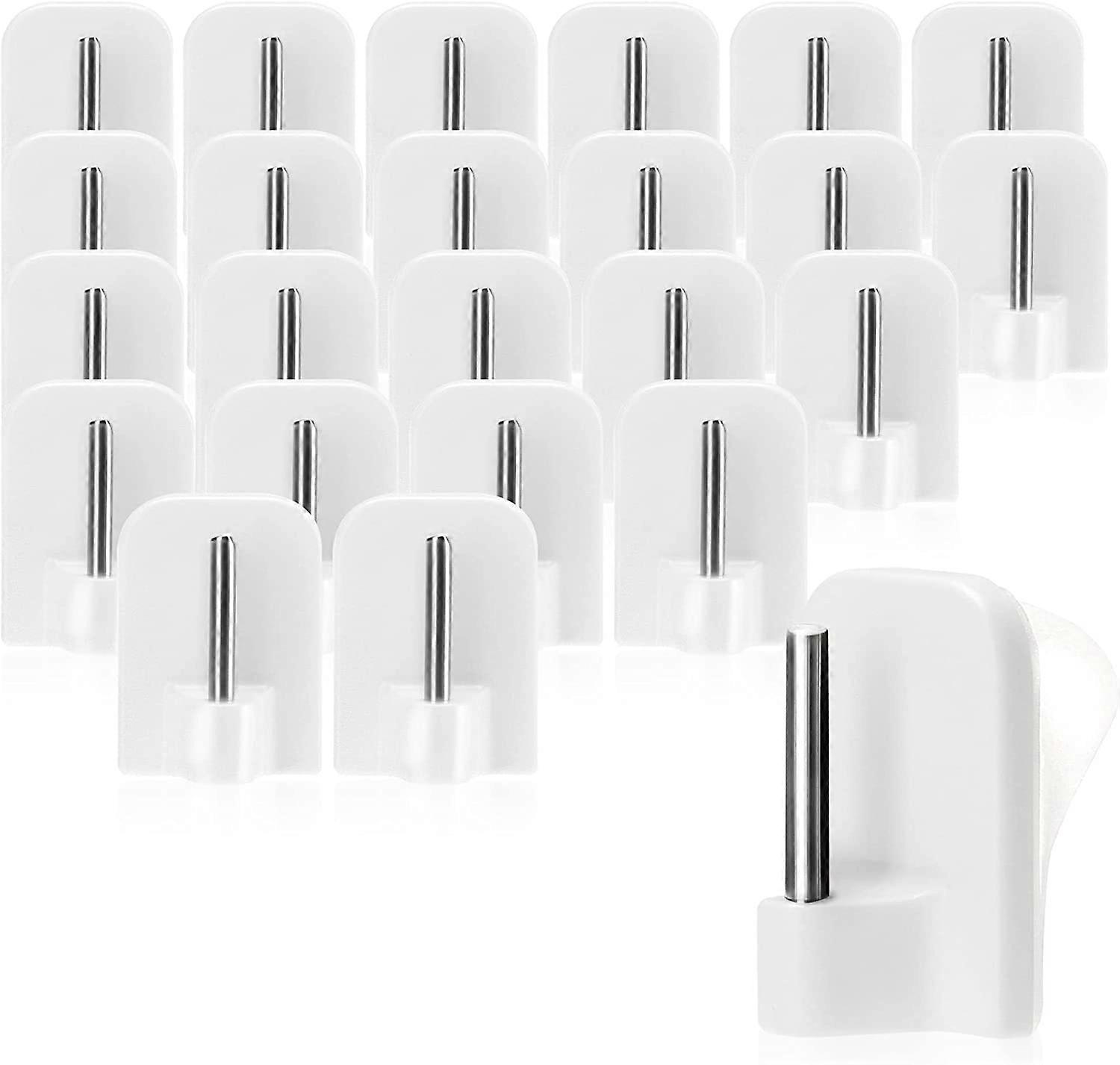 24x Self-adhesive curtain hooks for curtain rods, Vitragestangen - Self-adhesive window hooks, Window hooks - White