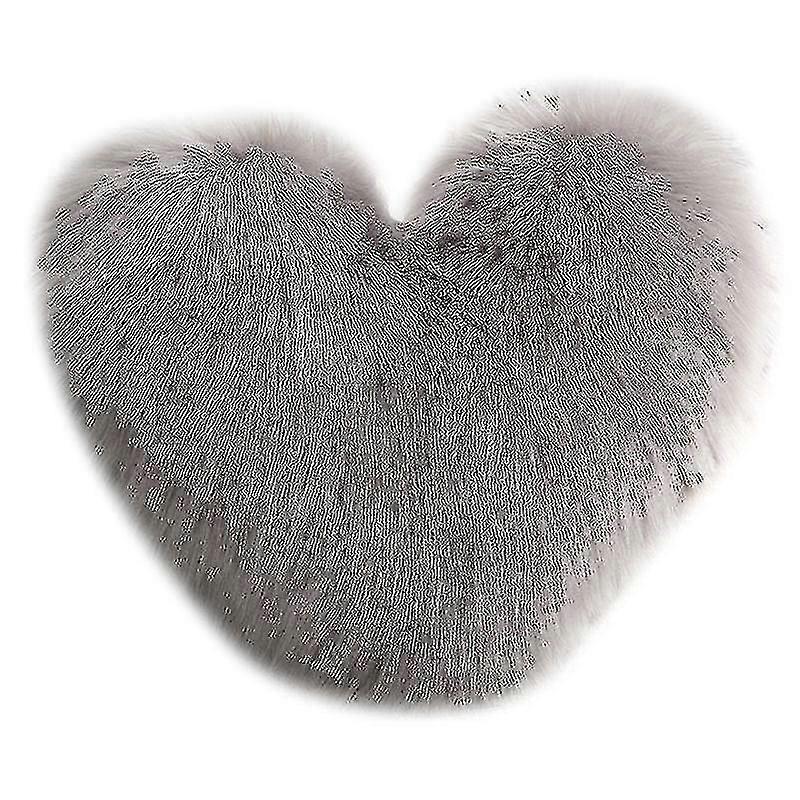 Faux Fur Heart Pillow Decorative For Bedroom And Couch 15.7 X 19.7 Inches