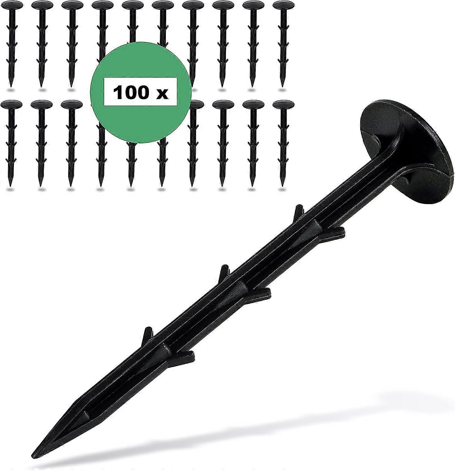 100 Pack Weed Control Web Anchor Stakes - Extremely Stable - Unbreakable Plastic Stakes