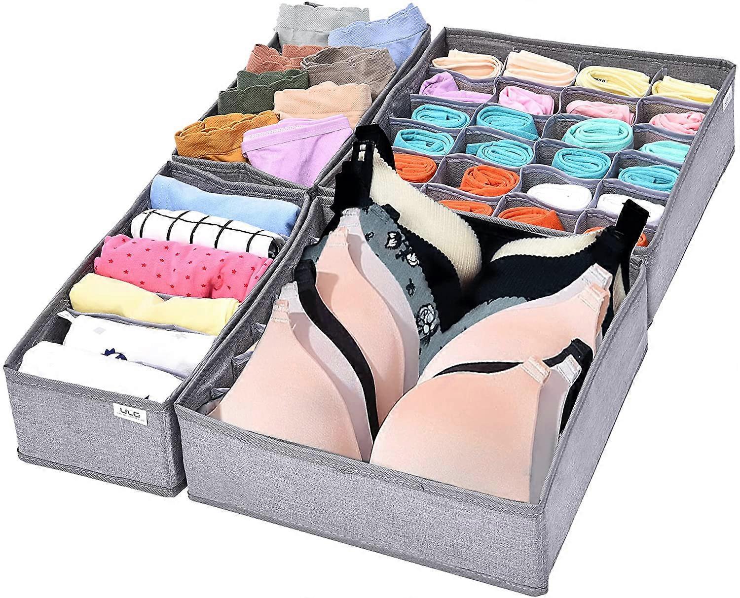 Gray Closet Underwear Organizer Drawer Divider 4 Set