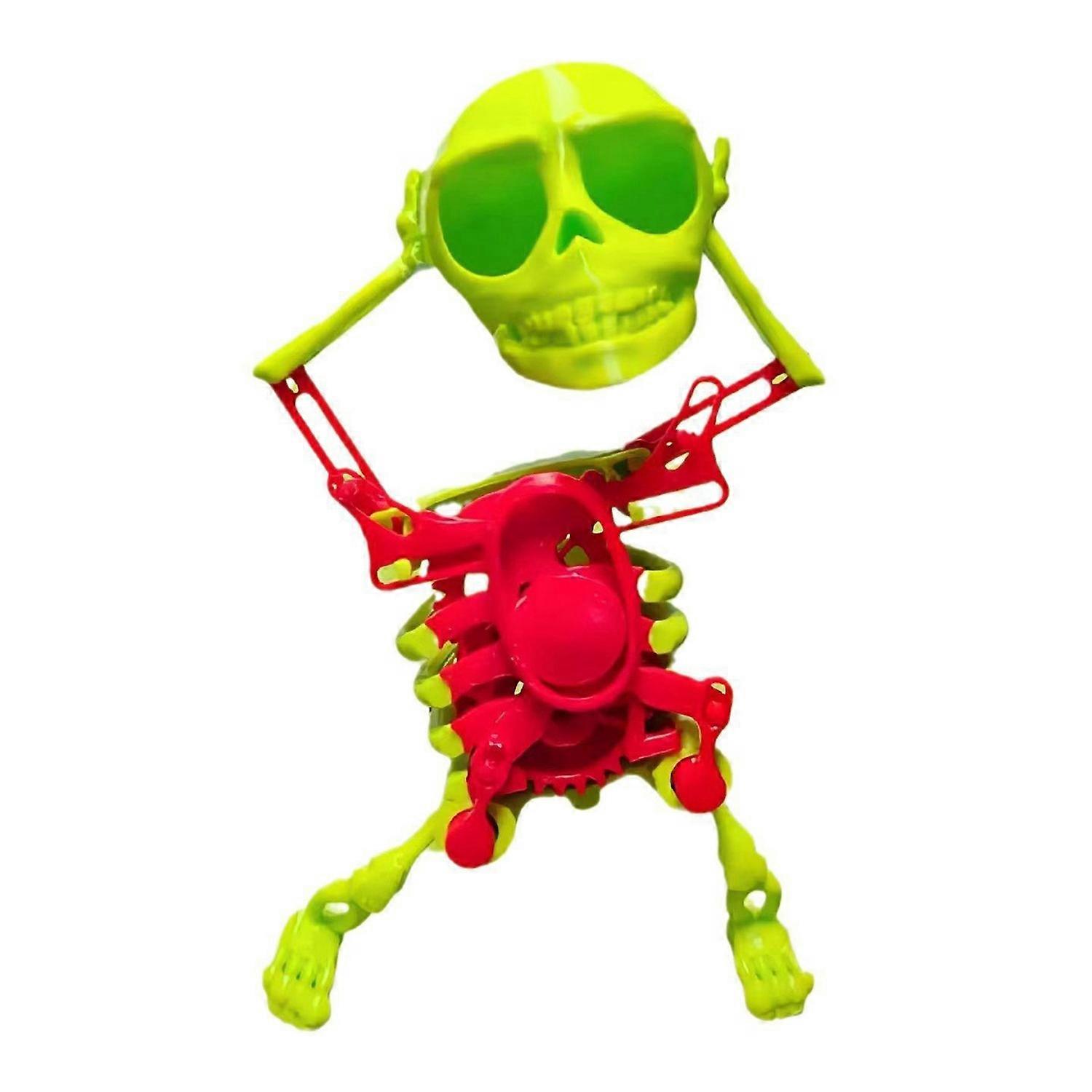 Wind-up Dancing Skeleton Toy No Need Battery Kids Toddlers Desktop Mini 3D Print Shaking Skull Doll